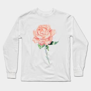 Peach Rose illustration Long Sleeve T-Shirt